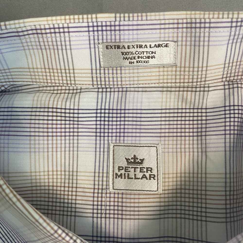 Peter Millar Men's XXL Shirt Multicolor Plaid Long Sleeve Cotton Button Down - Picture 7 of 9